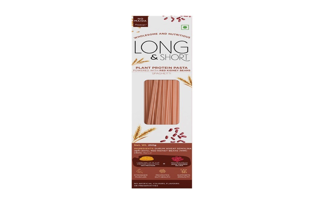 Long & Short Plant Protein Pasta Powered With Red Kidney Beans Spaghetti   Box  250 grams